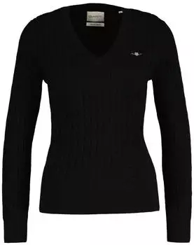 GANT Stretch Cotton Cable V-Neck Pullover (4800101) schwarz