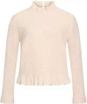 Cartoon Strickpullover mit Stehkragen beige