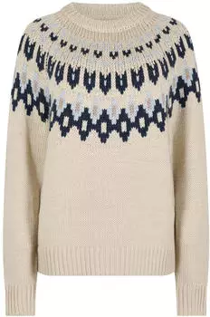 Apricot Fairisle Rundhals-Pullover stone
