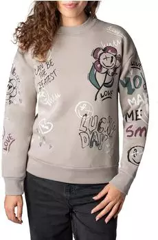 Sublevel Positive Vibe Hoodie mit Kapuze und Alloverprint middle-beige