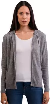 CASH-MERE.CH Kaschmir Strickjacke mit Kapuze grau