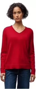 Street One Frauen Kuscheliger V-Neck Pullover in Rot Gr: (A30330516865)