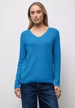 Street One Frauen Basic V-Neck Pullover in Blau Gr: (A30329416991)