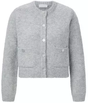 Rich & Royal Frill Strickjacke Bouclé (2511-133) grey melangé