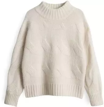 Opus PORTREE Regular Strickpullover mit Zopfmuster (802842-0001) beige