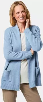 GOLDNER Strickjacke mit Druckknöpfen hellblau/melange