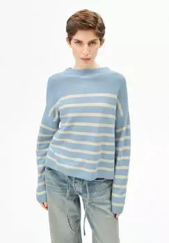 armedangels Merinaa Stripes Strickpullover aus Bio-Baumwolle blue glow-oatmilk