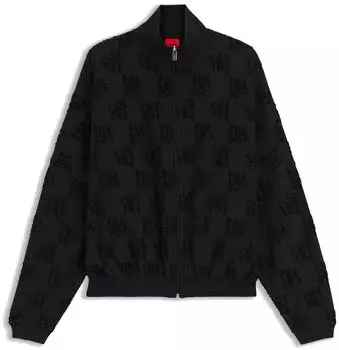 HUGO Terrymonogram Sweatjacke mit Allover-Logo-Muster (50556831) schwarz