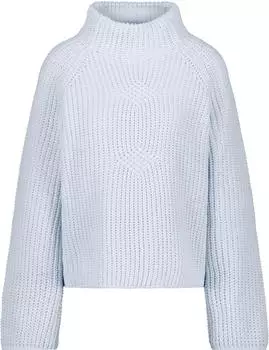 Monari Chenille Strickpullover Regular Fit mit Stehkragen ice blue