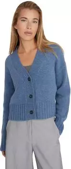Style & Republic Kaschmirstrickjacke mit V-Ausschnitt blaumeliert