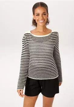 Aniston Pullover mit Lochmuster (57243707) schwarz/weiß