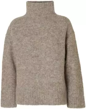 Selected Slfgabriella Ls Strickpullover New O-Neck Noos taupe