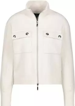 Monari Strickjacke mit Stehkragen körpernahe Passform almond