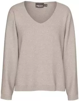 Pieces BREE V-Ausschnitt-Pullover Regular Fit (17154974) beigemeliert