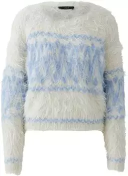 Ouí Strickpullover mit Wollanteil (OUI19843) weiß/blau