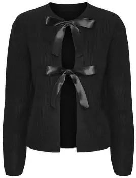 Pieces Wendbare Strickjacke mit Satinschleife (17154955) schwarz