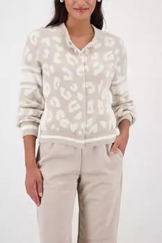 Monari Strickjacke Leo Regular fit mit Rundhalsausschnitt off-white