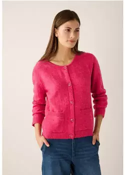 More & More Glam Strickjacke mit Leo-Muster pink