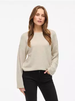 Vila VILIGA L/S O-NECK KNIT TOP - NOOS ecru/melange