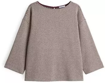 Opus Goman Loose Sweatshirt mit graphischem Muster hellgrau/dunkelbraun