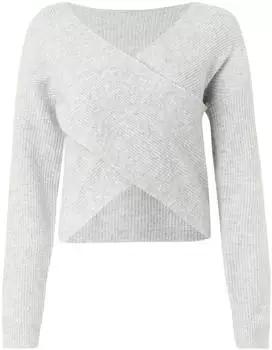 Pieces PCSILLY LS REV WRAP KNIT NOOS BC Wickelpullover hellgrau melange