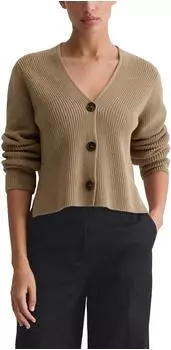 Marc O'Polo V-Neck-Cardigan relaxed aus Heavy-Weight-Organic-Cotton (600605961069) soft mocca