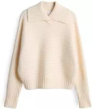Opus Purika Regular Rippstrickpullover mit Fledermausärmeln ecru