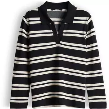 someday. Kiona Regular Poloshirt mit Rugbystreifen schwarz/creme/weiß