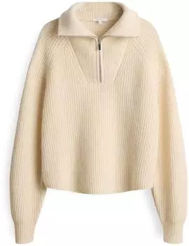 Opus POY Loose Rippstrick Troyer aus recyceltem Polyester Mix beige/soft cream