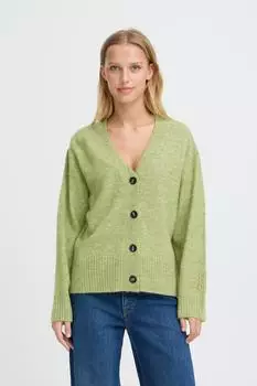 ICHI Bela Relaxed Fit Strickjacke mit Wollanteil iguana melange