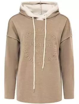 Zwillingsherz Double Face Hoodie Positive Mind Oversized taupe