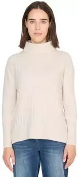 Cecil Rollkragenpullover mit Strickmuster und umgelegtem Kragen light greige/beige