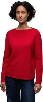 Street One Strickpullover aus softem Materialmix mit U-Boot-Ausschnitt (A303439) racing rot