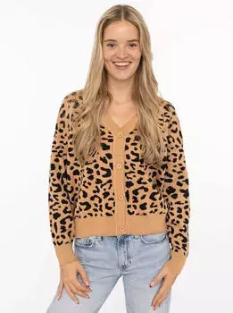 Zwillingsherz Classic Leo Strickpullover mit Animal-Muster (85031304) cognac