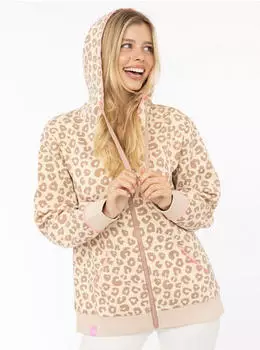 Zwillingsherz Soft Leo Mini-Me Kapuzensweatjacke mit Leo Muster (57775915) beige