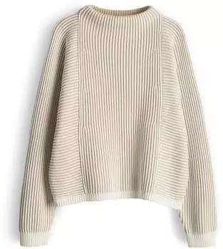 Opus Pozoli Regular Pullover mit Streifenstrick soft oat