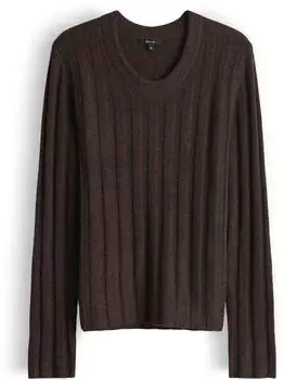 Opus POLMI Slim Rippstrickpullover mit Wollanteil coffee bean
