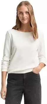 Tom Tailor Denim Sweatshirt mit gerafften Ärmeln Regular Fit 3/4-Ärmel (1049053) offwhite