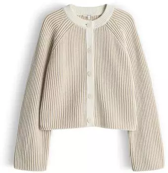 Opus Delsie Regular Cardigan mit zweifarbigem Streifendesign beige/braun