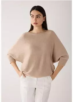 More & More Fledermauspullover mit Glanzeffekt beige