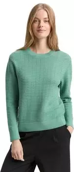 Tom Tailor Denim Pullover mit Rundhals-Ausschnitt normale Passform smaragd