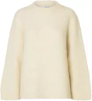 Selected Slfgabriella Ls Knit New O-Neck Noos (16098230) creme/birch