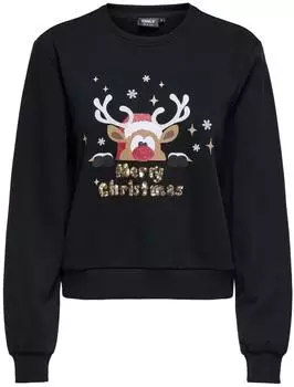 Only Onlyda Xmas L/S O-Neck Box Swt (15270956) Black Print:Merry christmas deer