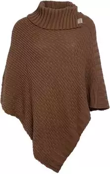 Knit Factory Nicky Gestrickter Poncho mit Kragen (KF-148.062.035.50) tobacco/braun
