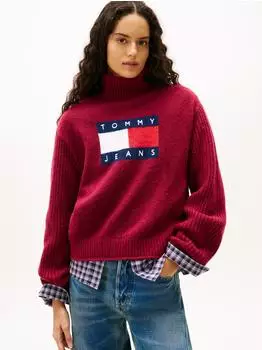 Tommy Hilfiger Flag Relaxed Mélange Pullover (DW0DW21782) lavish cerise