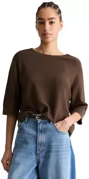 Marc O'Polo DfC Kurzarm-Strickpullover Loose (43873209) hazelnut braun
