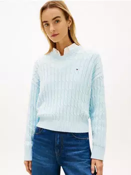 Tommy Hilfiger Mini Cable Strickpullover Relaxed (WW0WW41142) keepsake blau