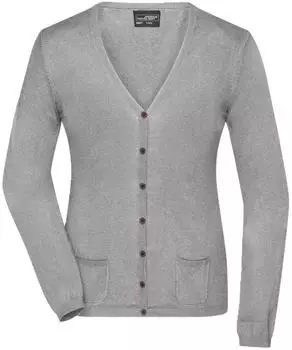James & Nicholson V-Neck Cardigan (JN667) light-grey-melange