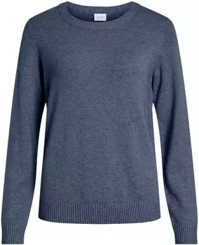 Vila Viril O-neck L/s Knit Top - Noos (14054177) vintage indigo/schwarz melange