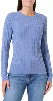 GANT Zopfstrick Rundhalspullover aus Stretch-Baumwolle (4800100) saphir